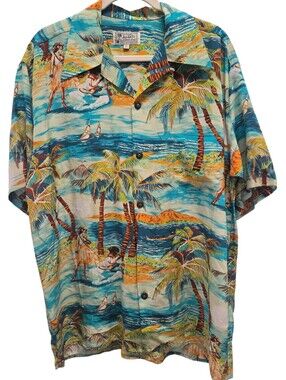 Vtg AVANTI‎ Hawaiian Silk Shirt SZ LARGE RARE